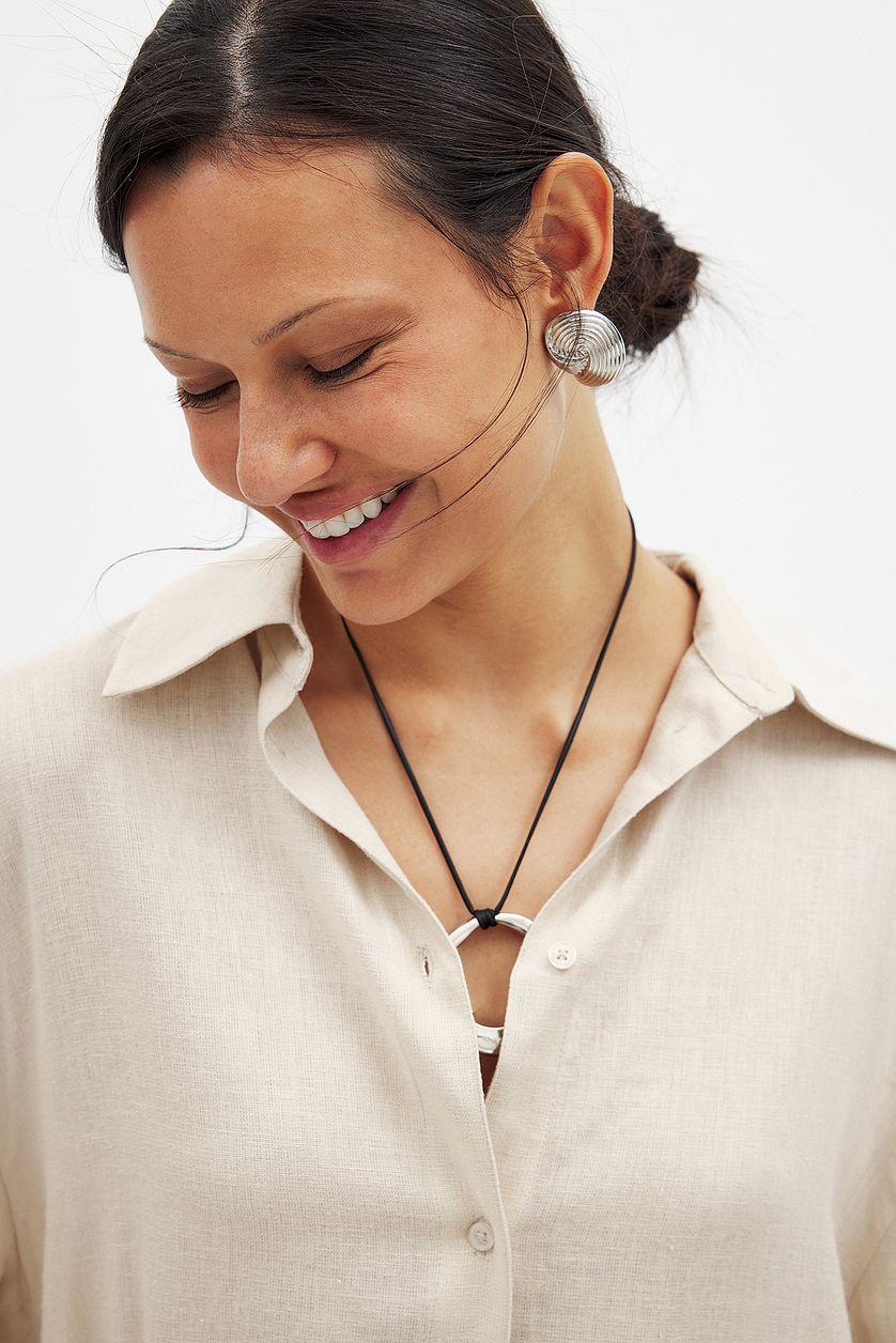 Linen Blend Mini Shirt Dress Product Image