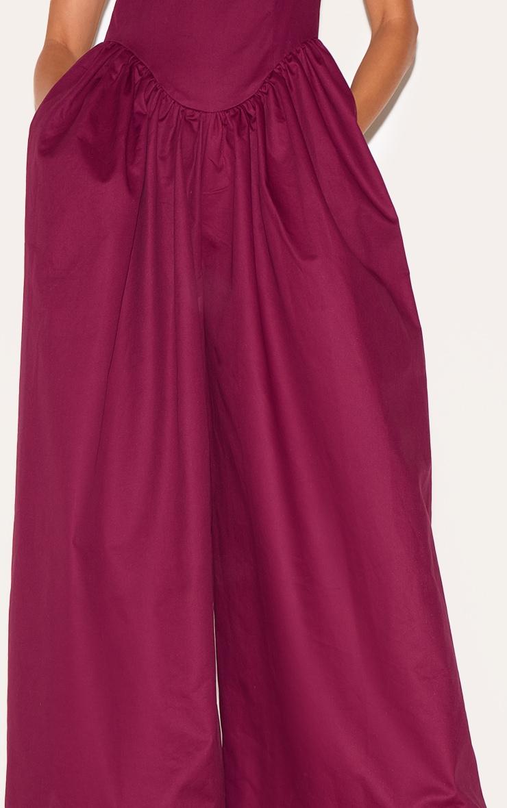 Plum Premium Ruched Corset Detail Wide Leg Jumpsuit Product Image