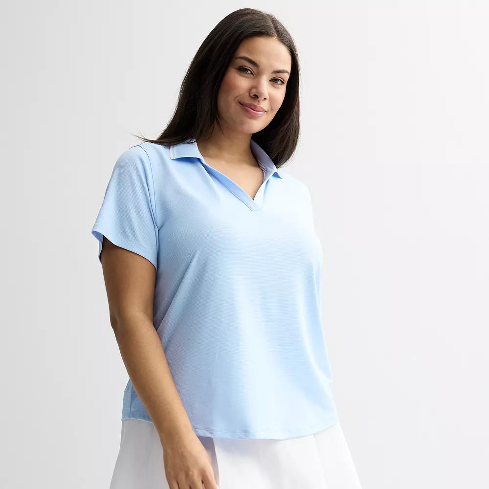 Plus Size Tek Gear® Grid Mesh Piping Detail Polo, Women's, Size: 4XL, Baron River Product Image