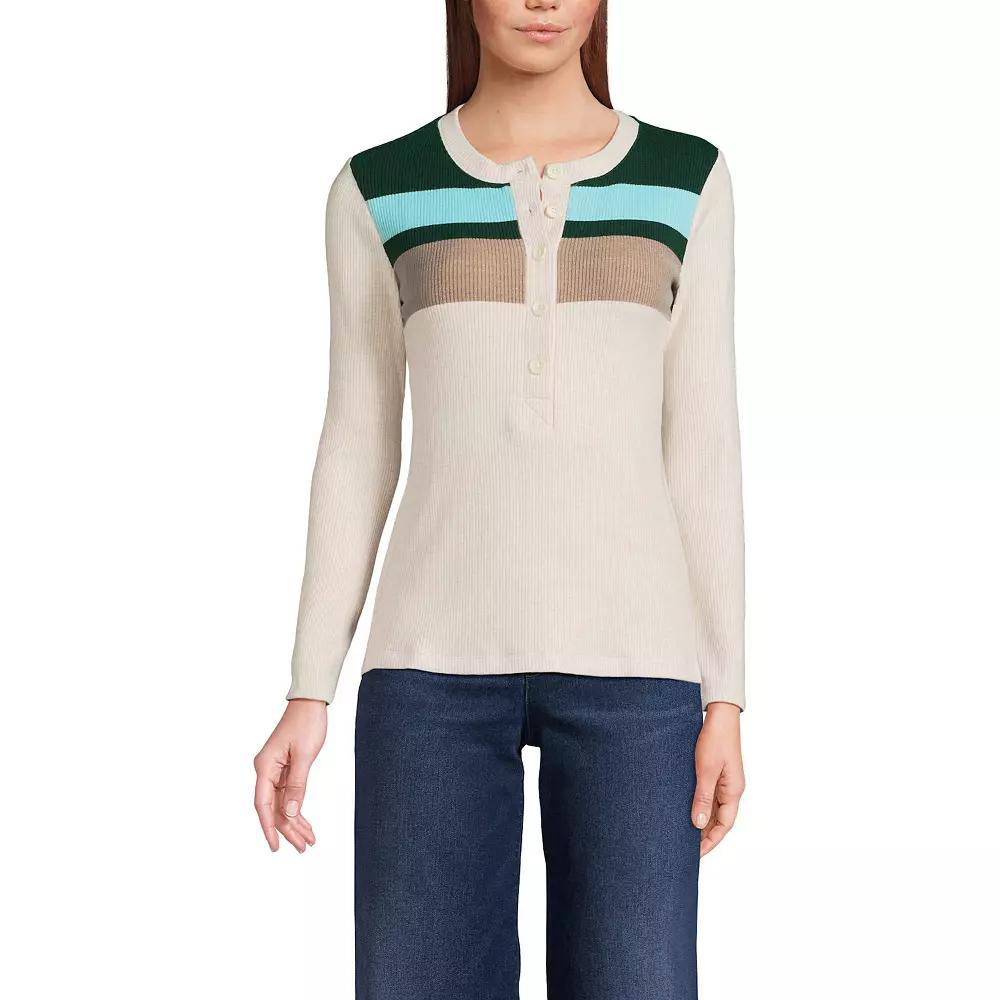 Women's Lands' End Long Sleeve Cozy Rib Henley Top,  Product Image
