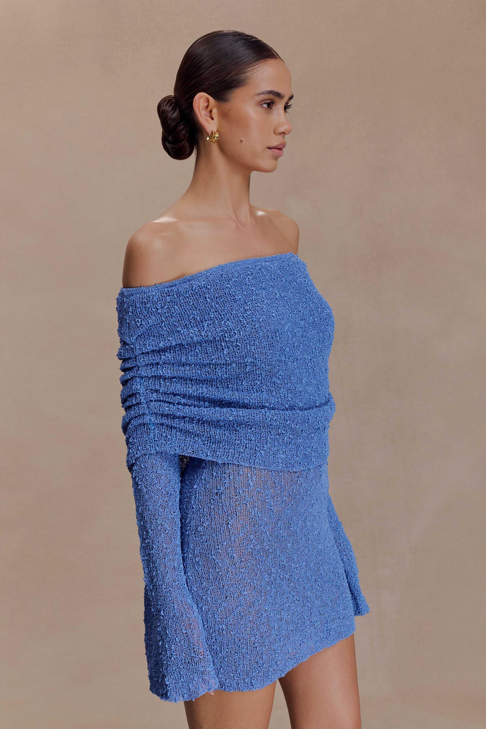Marisol Off Shoulder Boucle Mini Dress - Periwinkle Product Image
