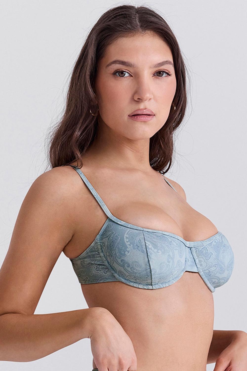 Antibes  blue paisley underwired bikini top Product Image