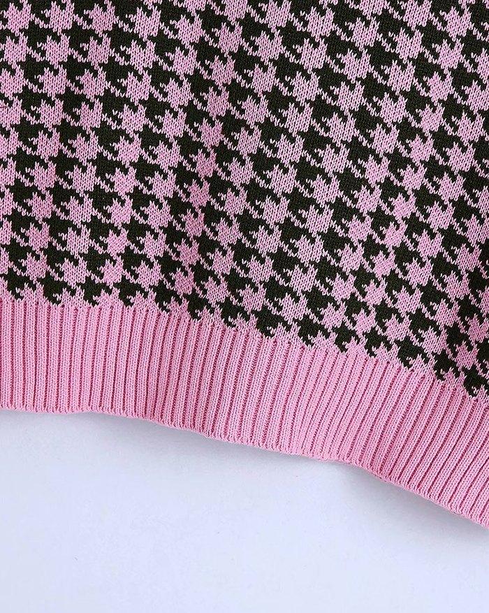 V Neck Houndstooth Sweater Vest Product Image