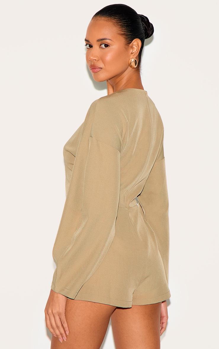  Stone Tailored Woven High Neck Cocoon Sleeve Romper Product Image