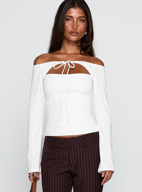 Nevah Long Sleeve Top White Product Image