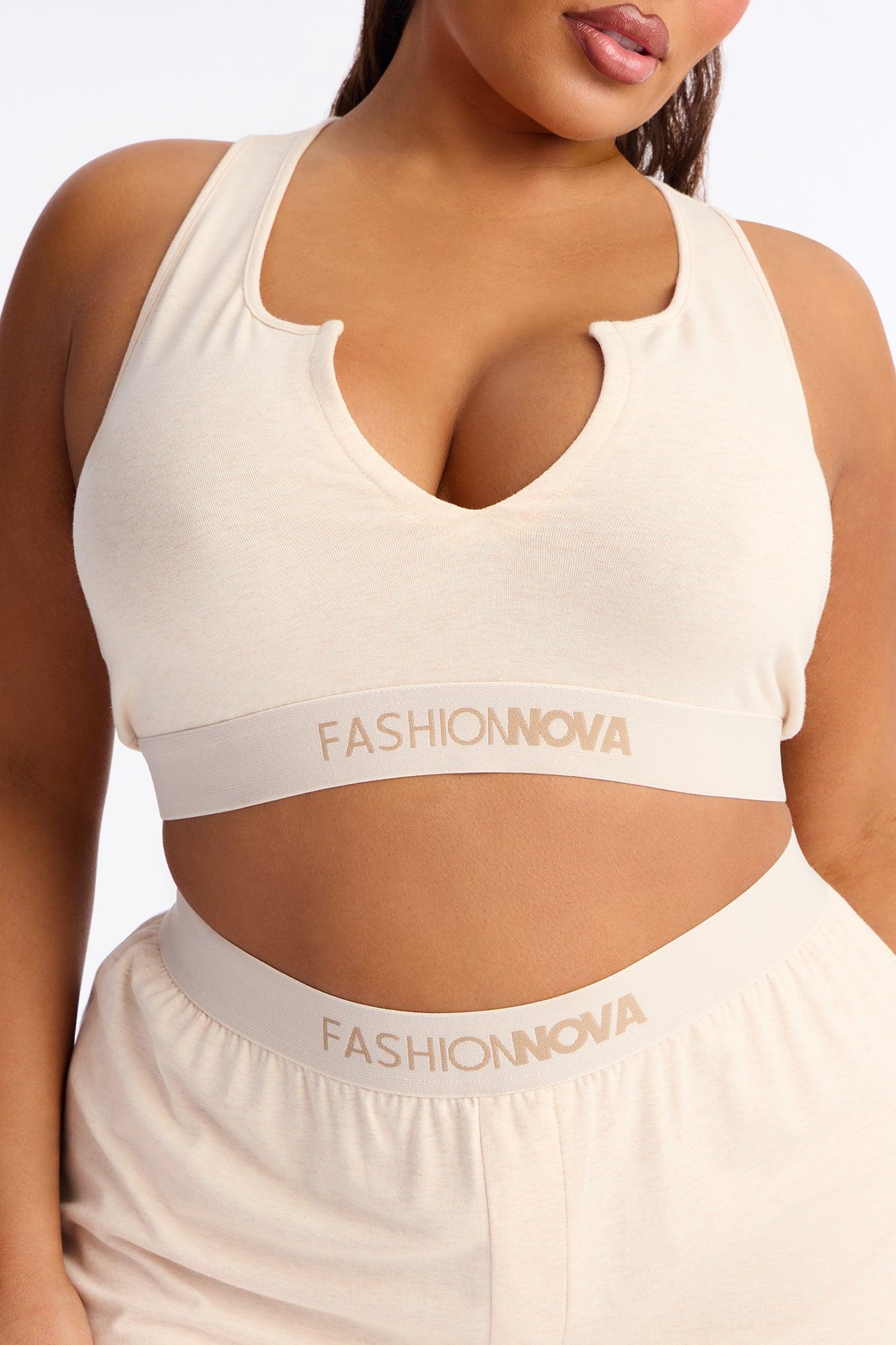 FN Mood Racerback Bralette PJ Boxer Pant Set - Oatmeal Female Product Image