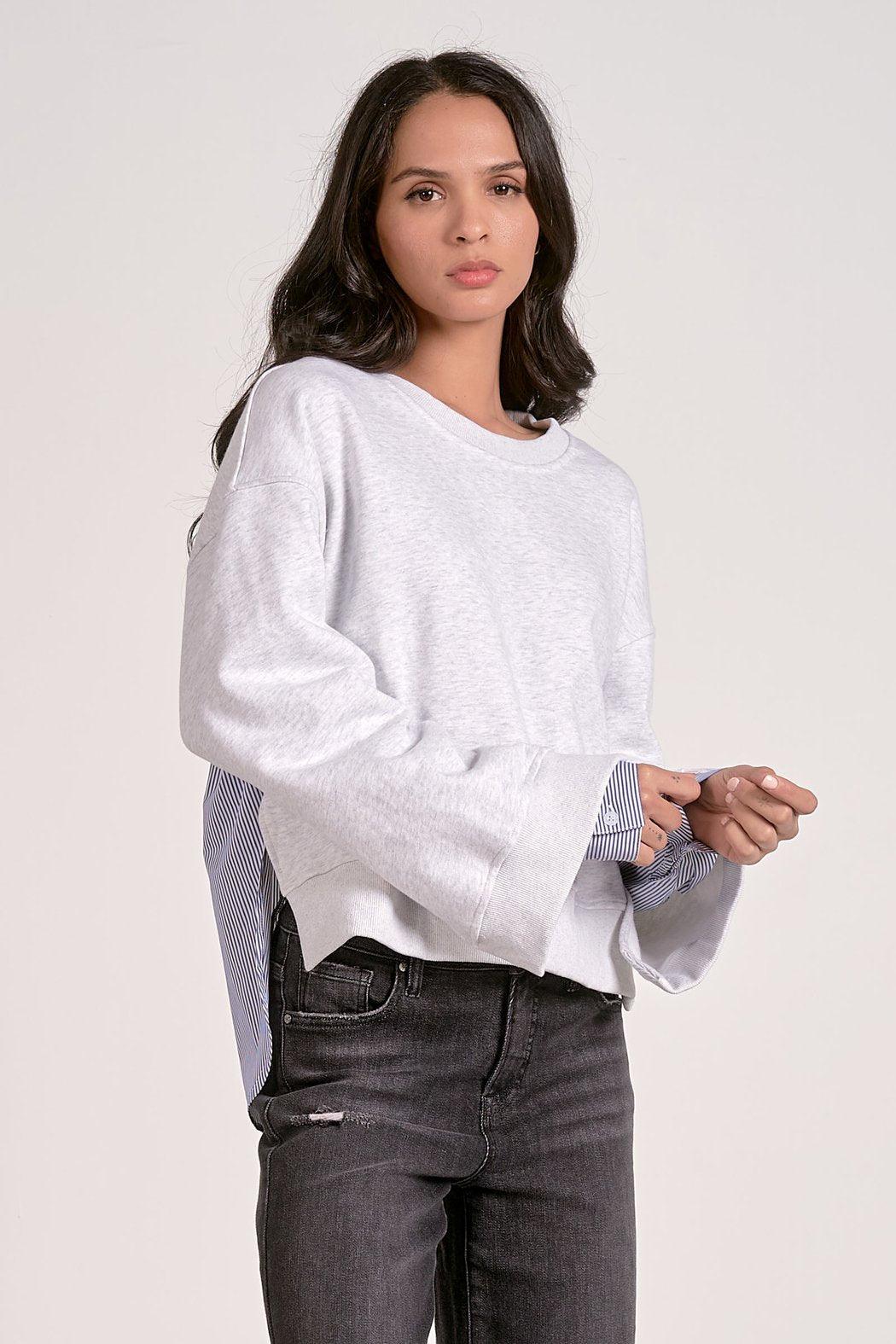 Long Sleeve Mixed Media Top Product Image