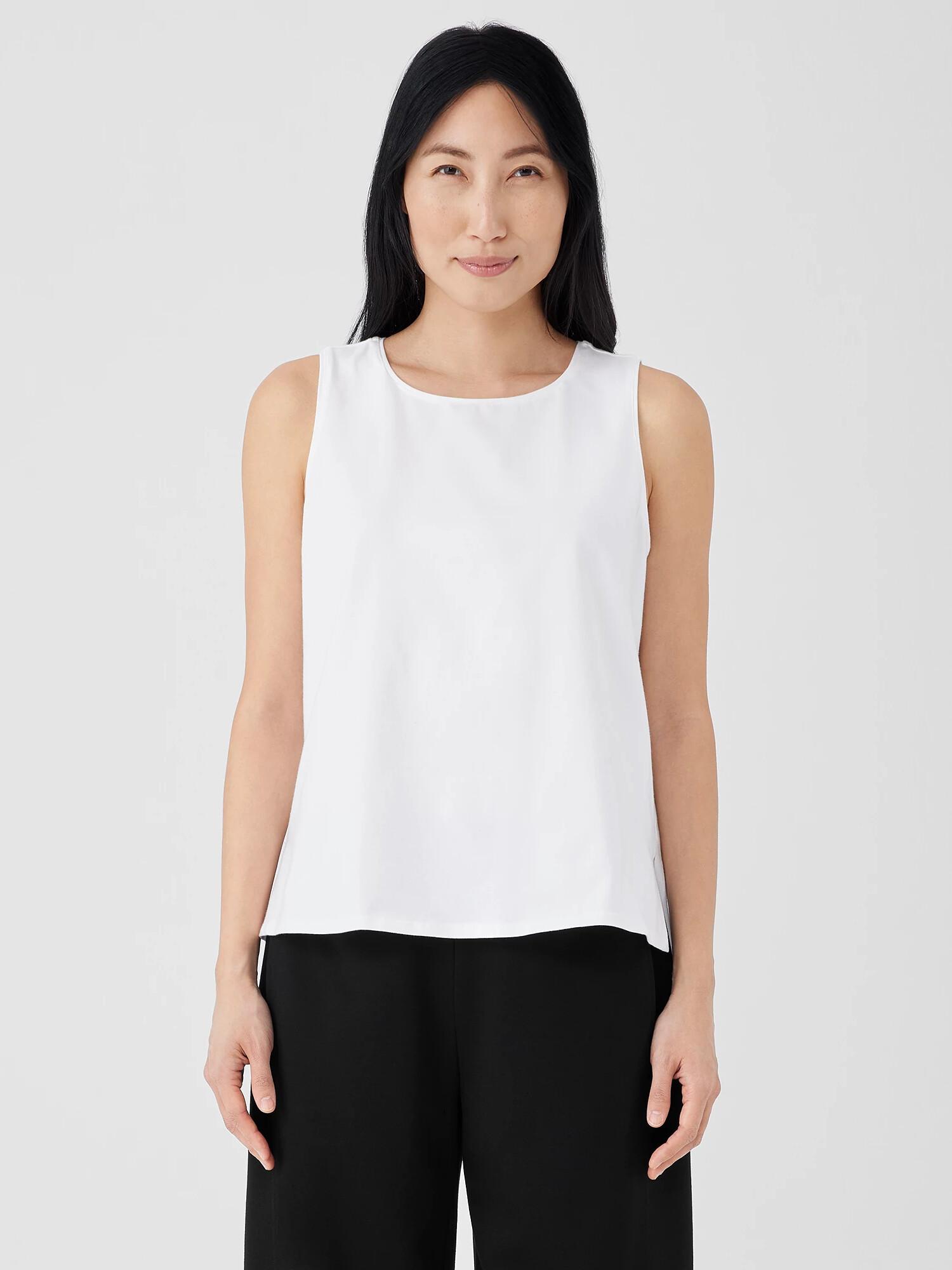 Stretch Jersey Knit Jewel Neck Tank Product Image