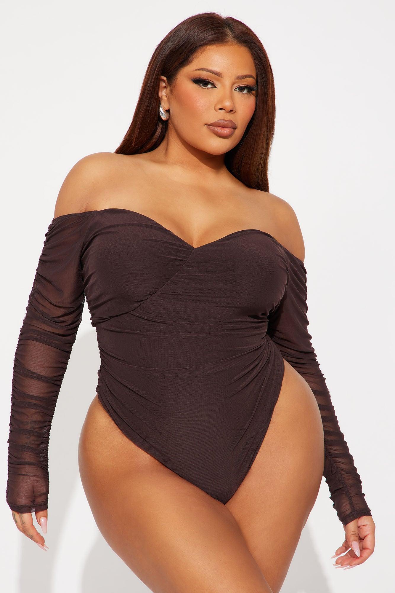 A Hot Mesh Bodysuit - Chocolate Female Product Image
