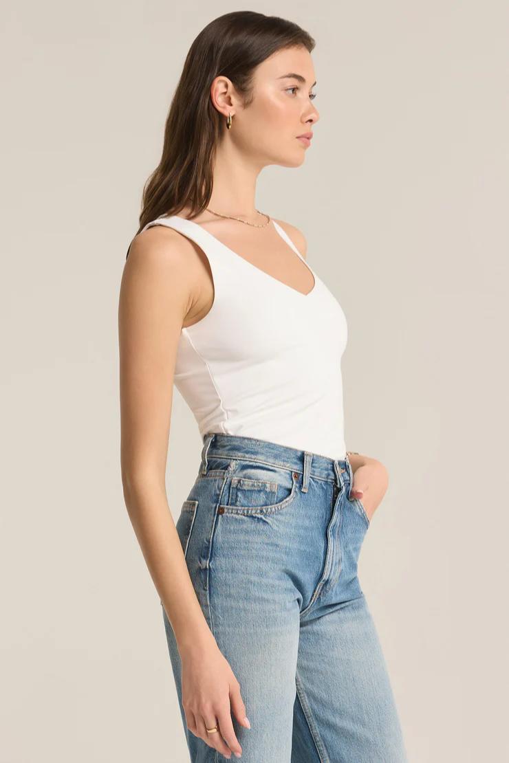 Avala V-Neck So Smooth Top- White Product Image