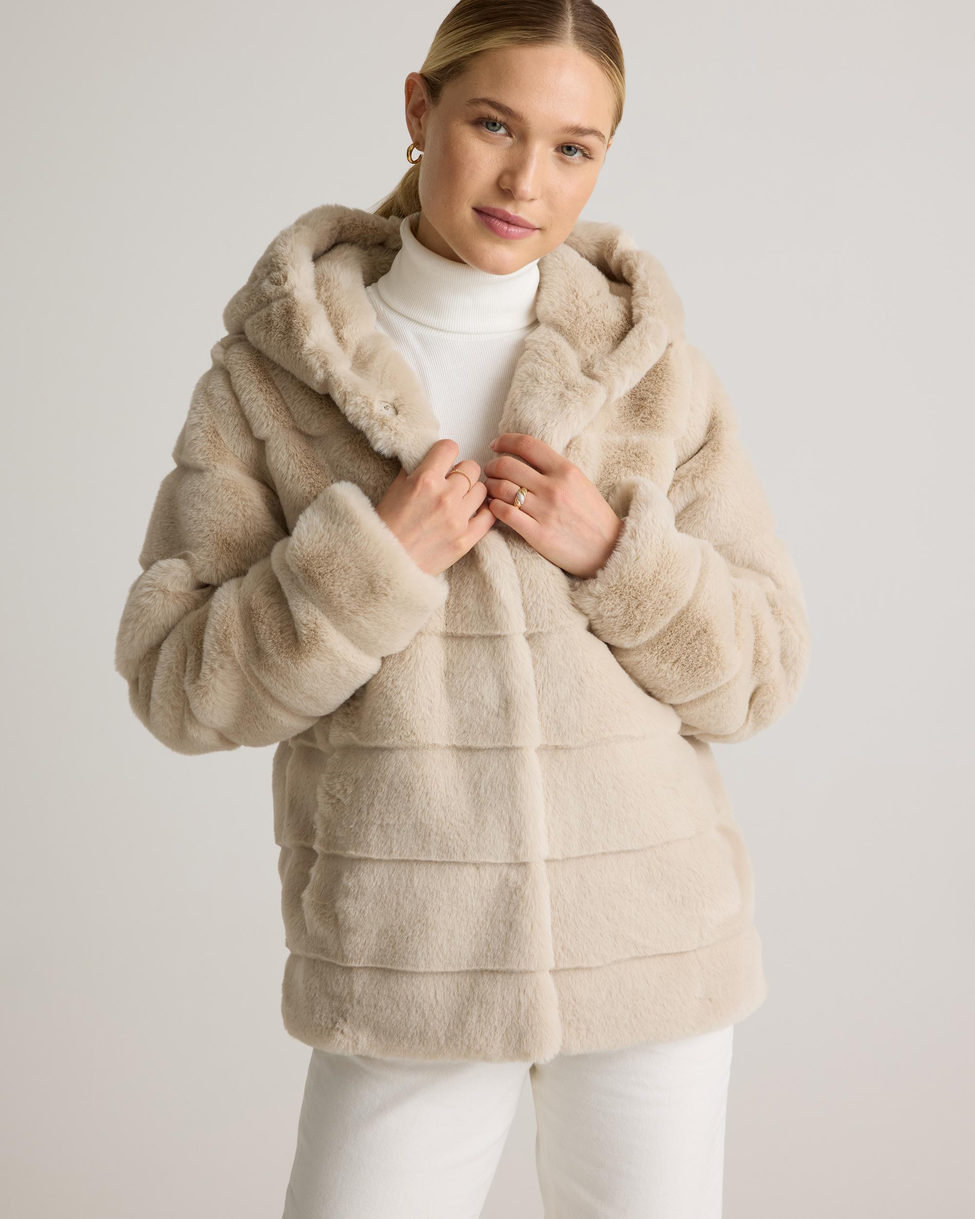 Quince | Women's Hooded Faux Fur Jacket Recycled Polyester Product Image