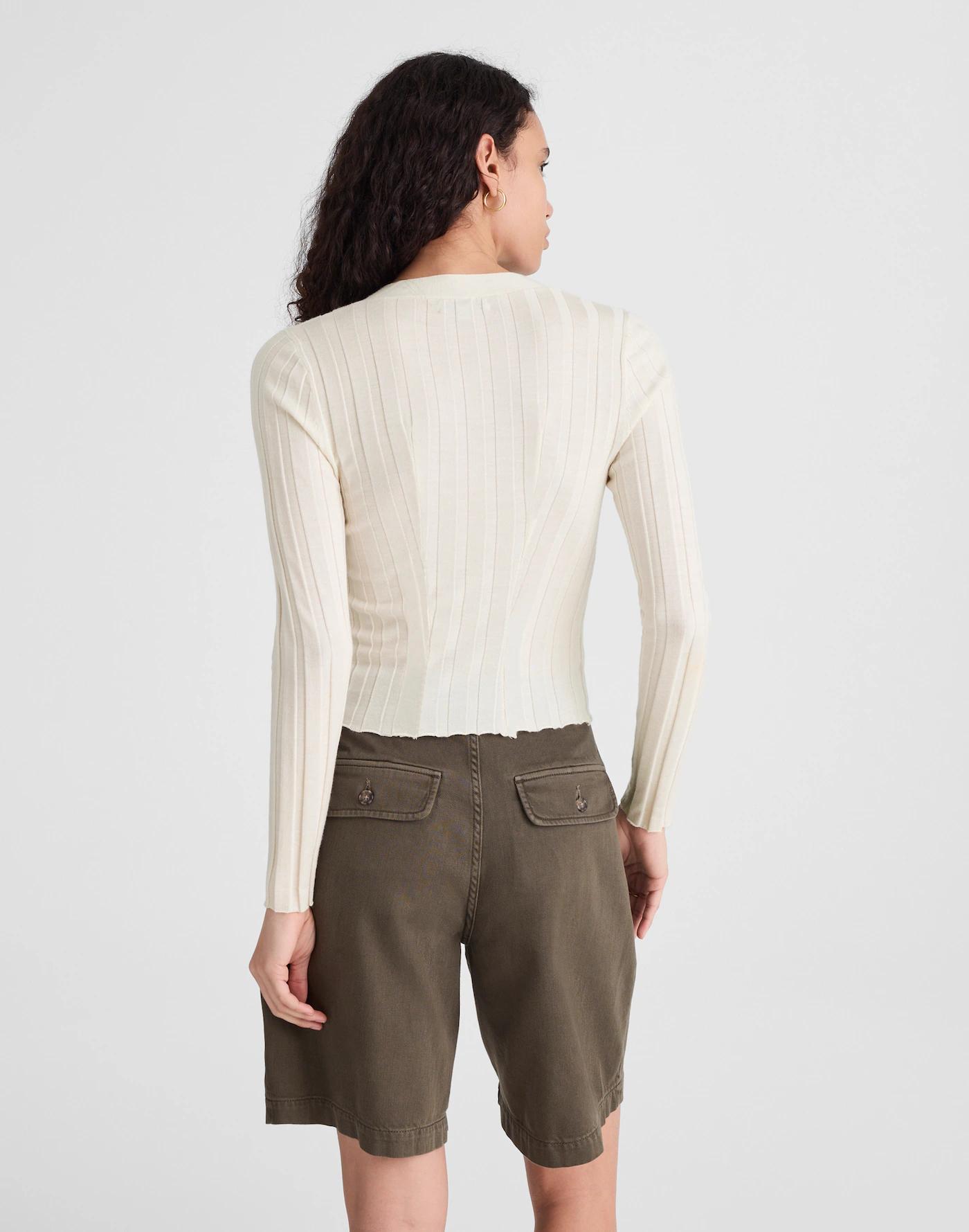 Ribbed V-Neck Cardigan Product Image