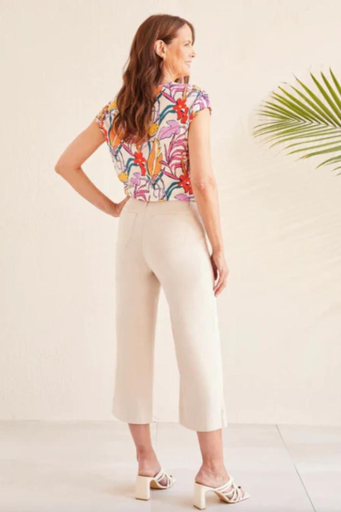 Flowy High Rise Twill Capri Pant Product Image