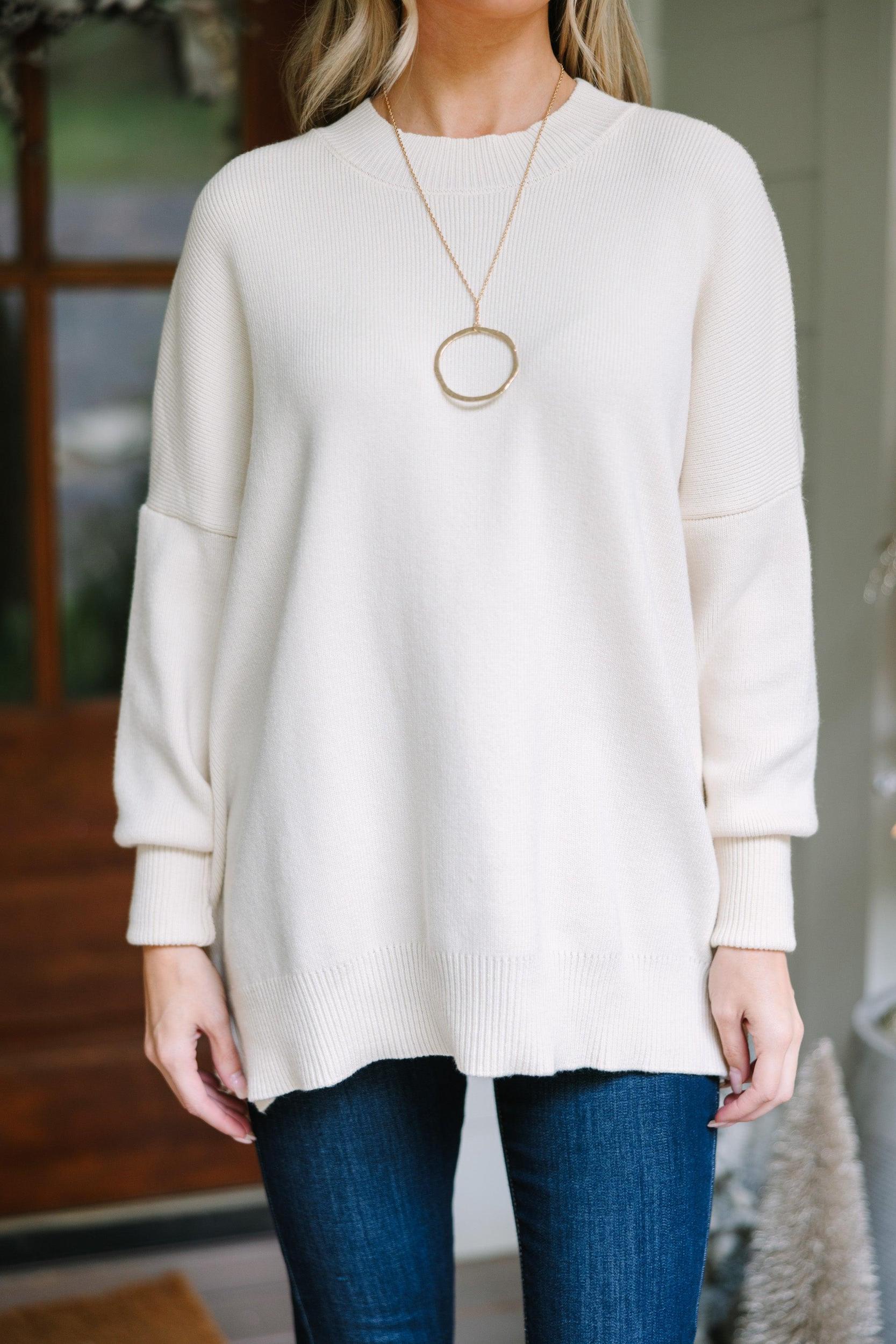 Perfectly You Cream White Mock Neck Sweater Female Product Image