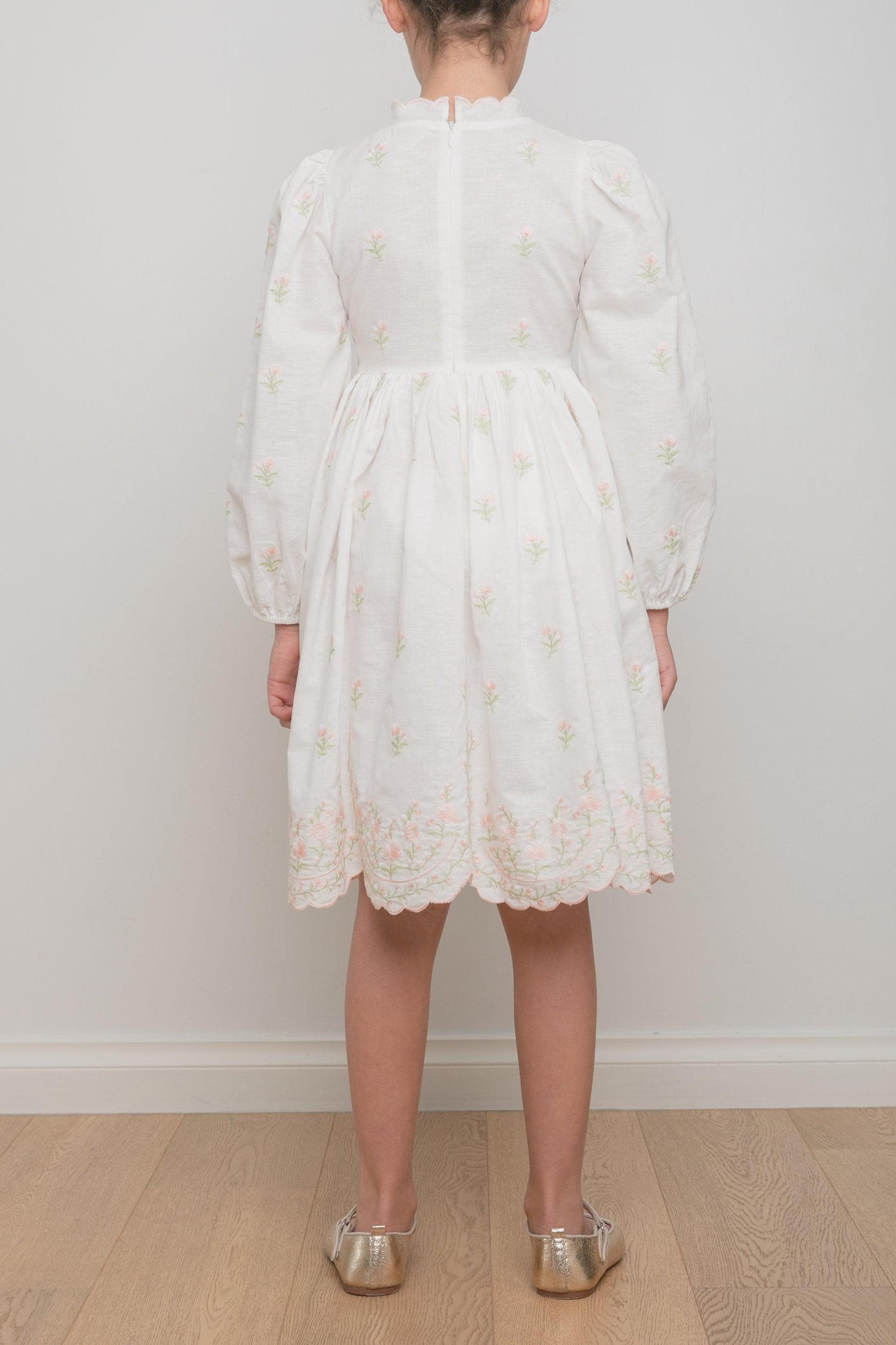 Petite Amalie Embroidered Rose Linen Dress Product Image
