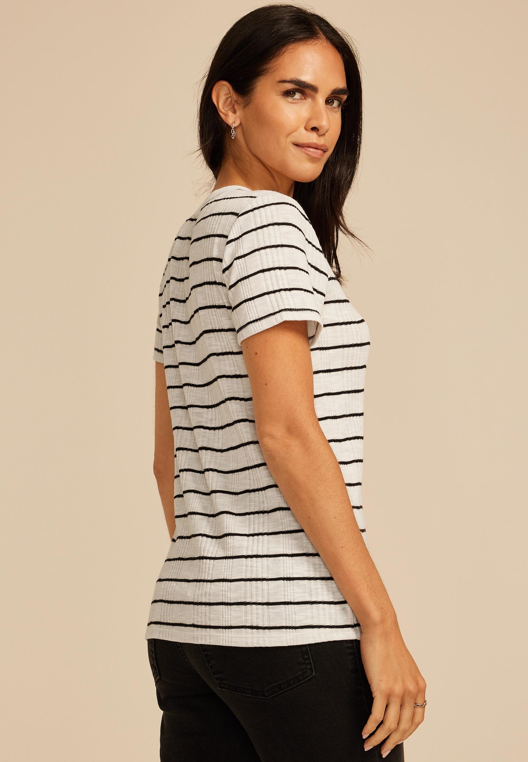 24/7 Variegated Ribbed Striped Tee Product Image