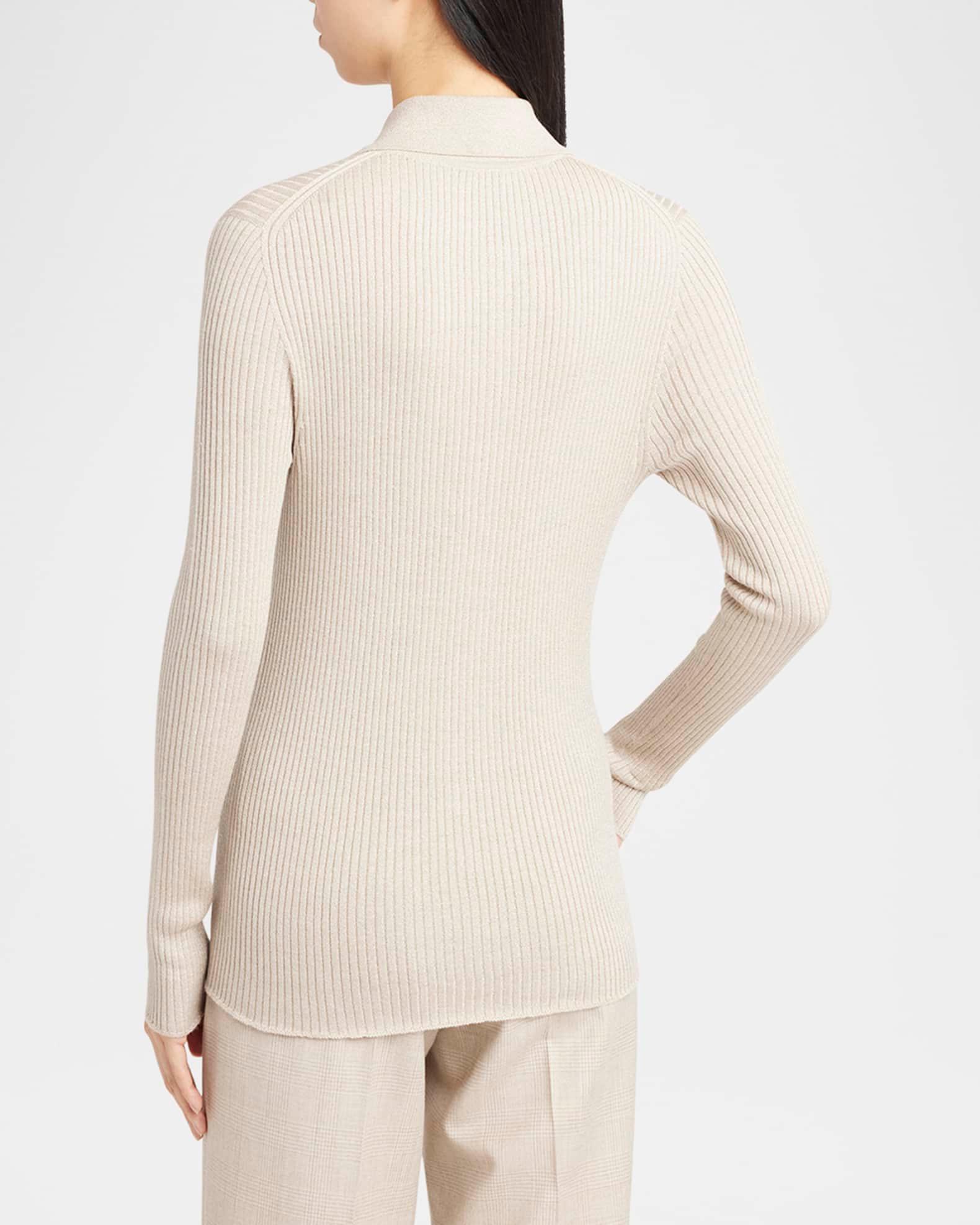 Metallic Ribbed Collared Cardigan Product Image