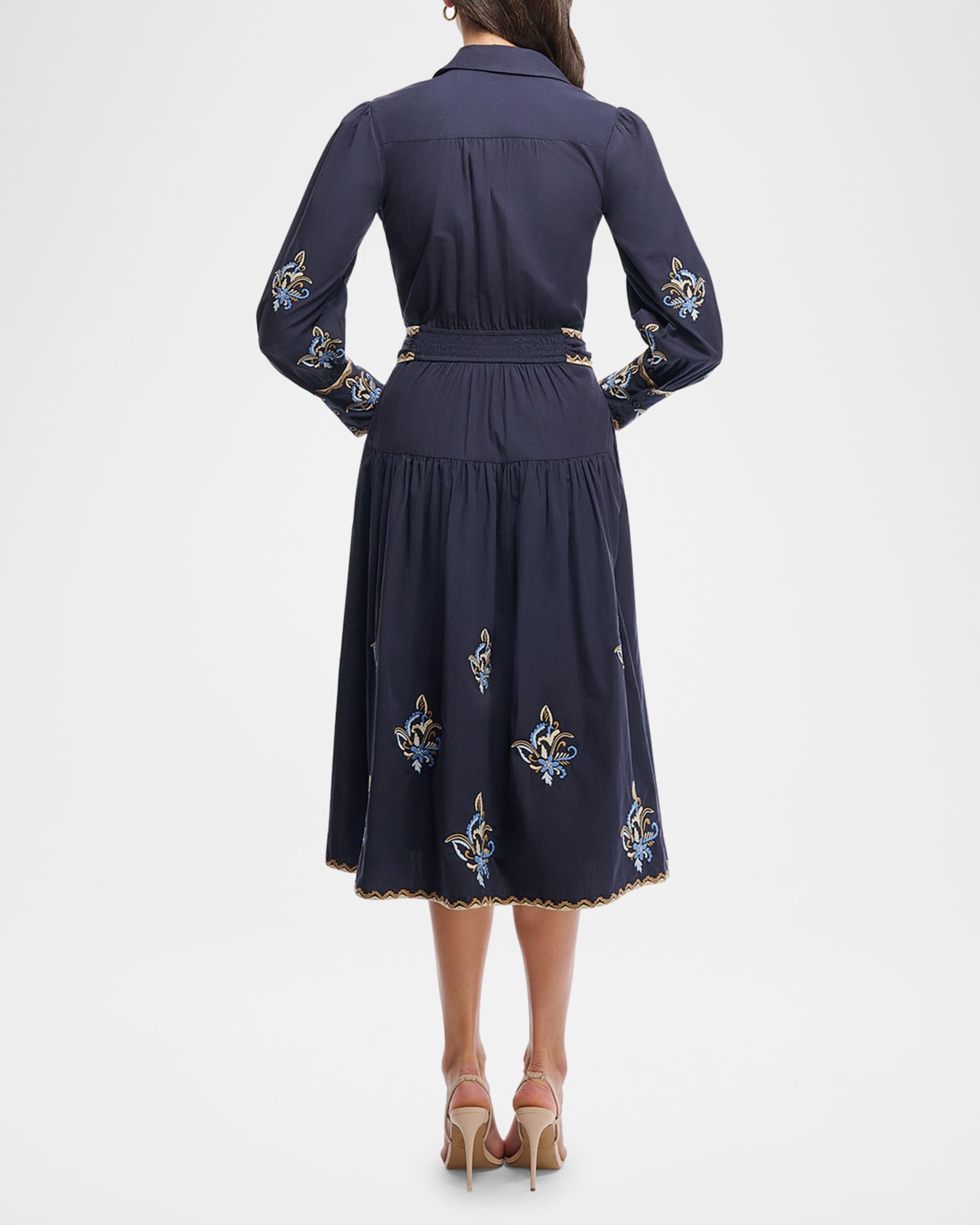 Geer Embroidered Cotton Midi Shirtdress Product Image