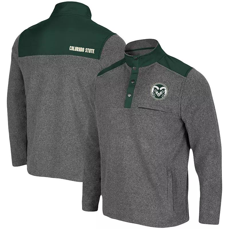 Men's Colosseum Heathered Charcoal/Green Colorado State Rams Huff Snap Pullover, Size: Small Product Image