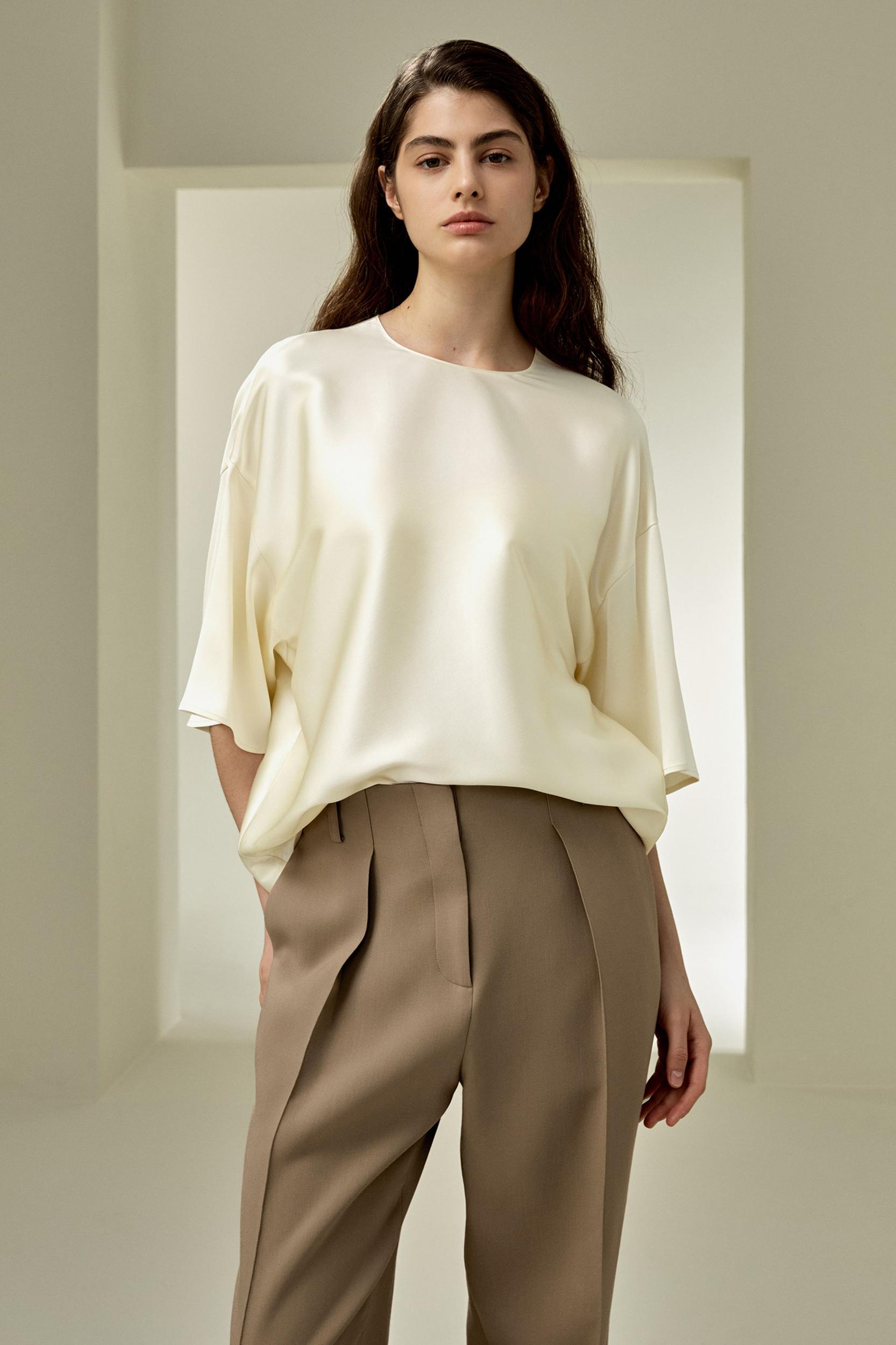 Relaxed Silk Crewneck Blouse Product Image