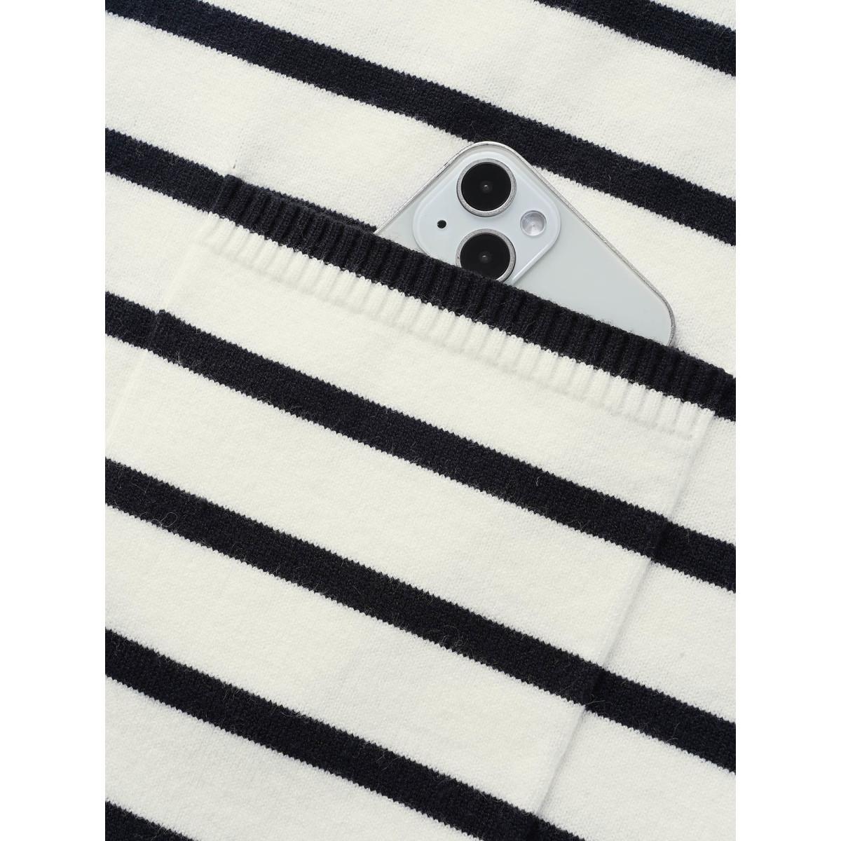 Plus Size Supersoft Essentials Striped Button Up Cardigan Ivory Women Casual Loose Long Sleeve Everyday Cardigans BloomChic 14-16/1X Product Image