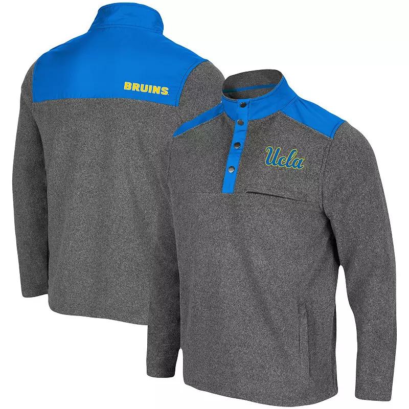 Men's Colosseum Heathered Charcoal/Blue UCLA Bruins Huff Snap Pullover, Size: XL Product Image