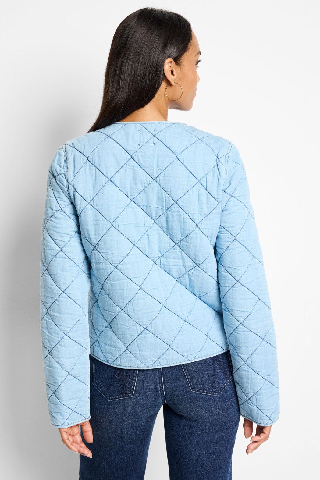 Quilted Denim Jacket- Mid Denim Product Image