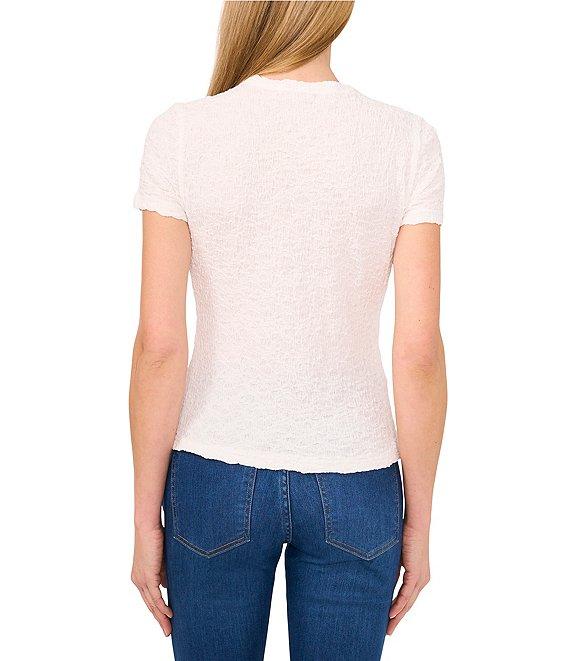 CeCe Textured Knit Crew Neck Short Sleeve Tee Product Image