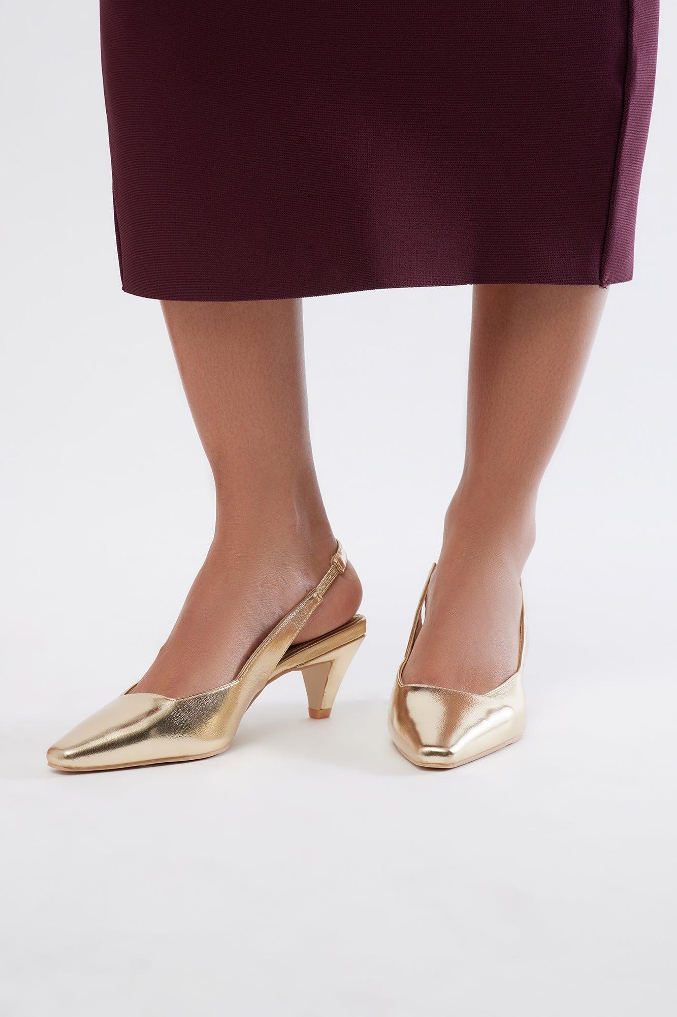 Kamari Slingback Pumps - Gold Product Image