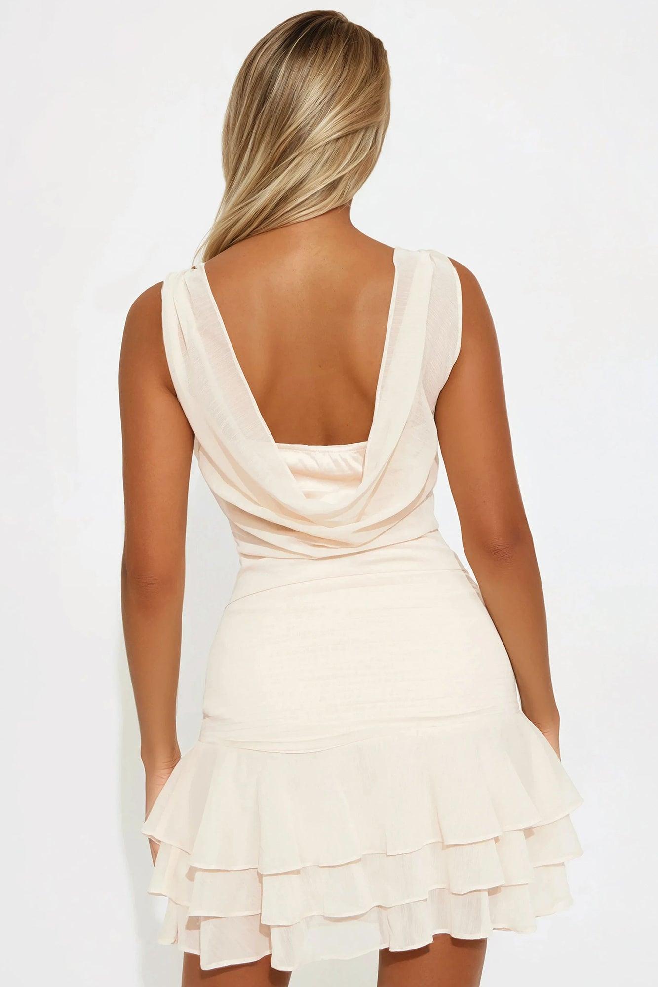 Evaluna Chiffon Mini Dress - Champagne Product Image