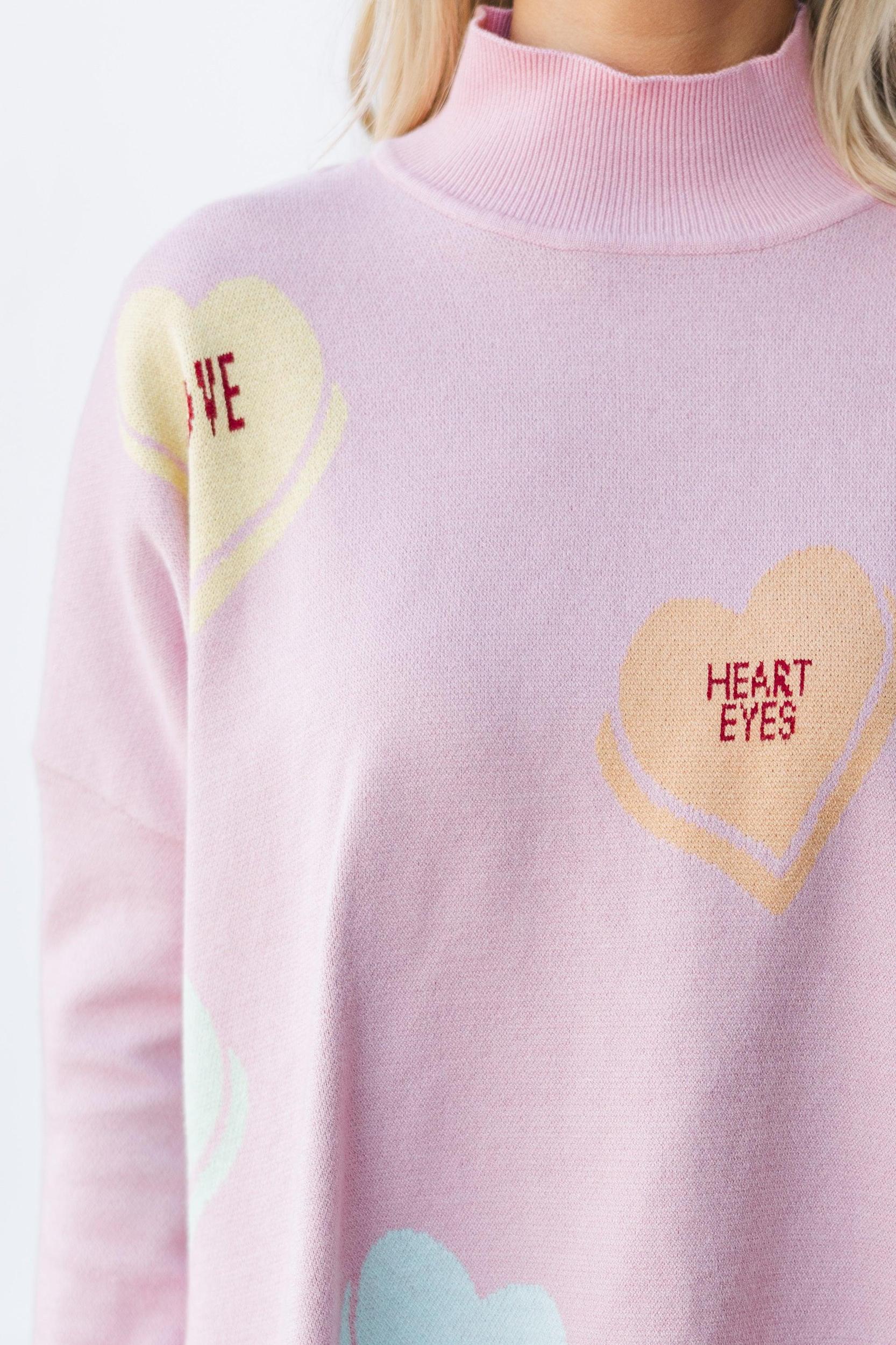 Love In The Air Blush Candy Heart Sweater Female Product Image