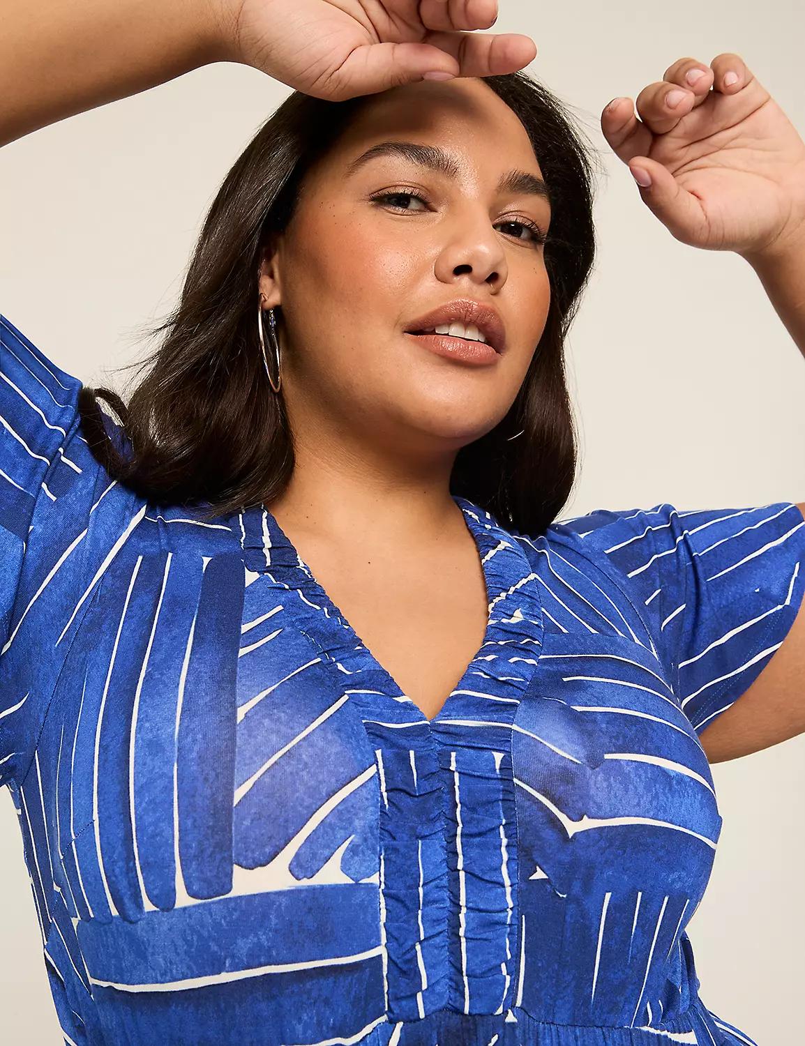 Flutter-Sleeve V-Neck Jersey Maxi Dress Product Image