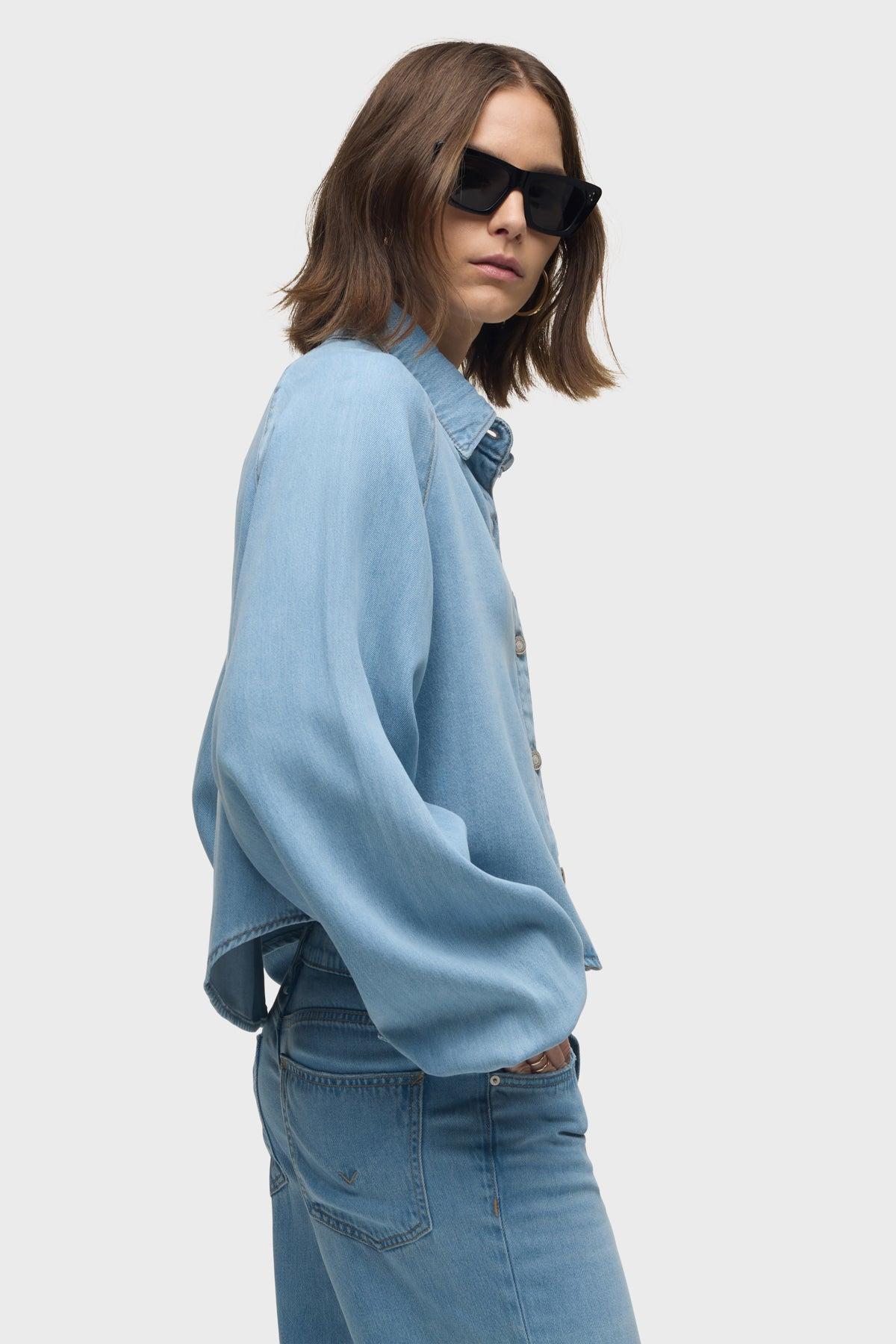 Raglan Balloon Sleeve Button Down Female Product Image