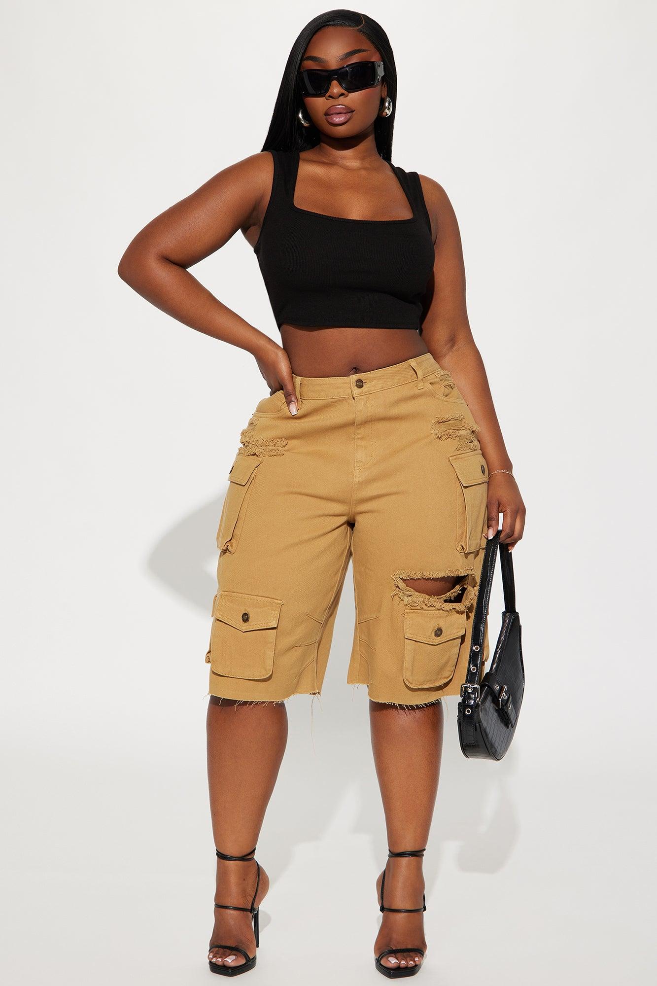 Don't Make Me Wait Cargo Bermuda Short - Khaki Product Image