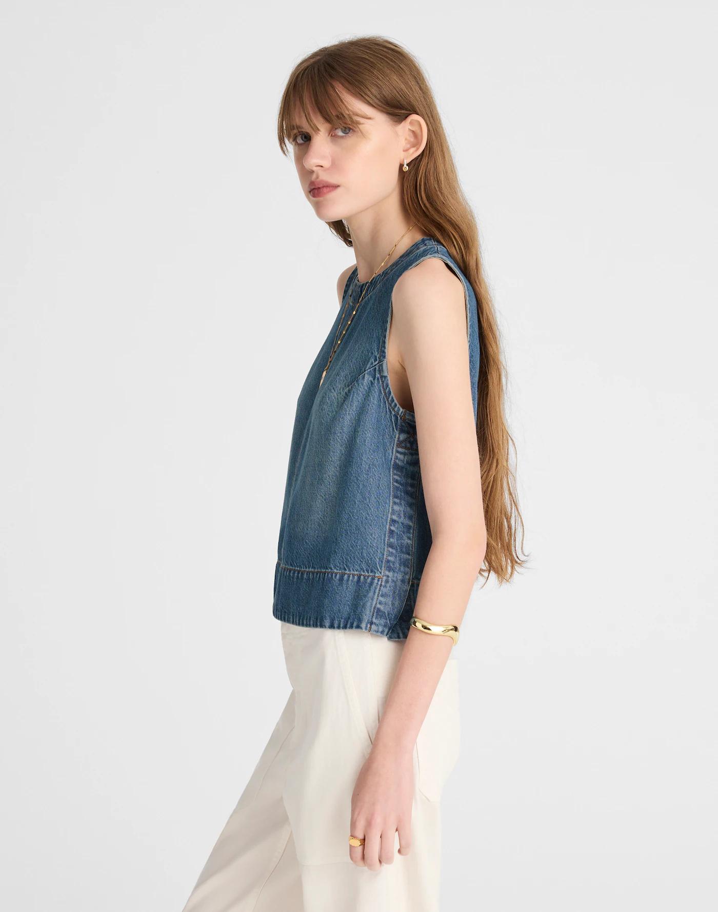Boxy Shell Top in Airy Denim Product Image