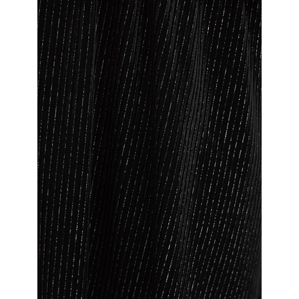 Plus Size Glitter Lantern Sleeve Surplice Neck Shirred Dress Black Women Party Plain V-neck Long Sleeve Curvy Knee Dress BloomChic 28/5X Product Image