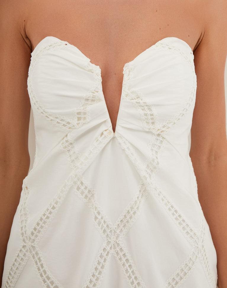 Eyelet Zhen Long Dress - Off White Product Image