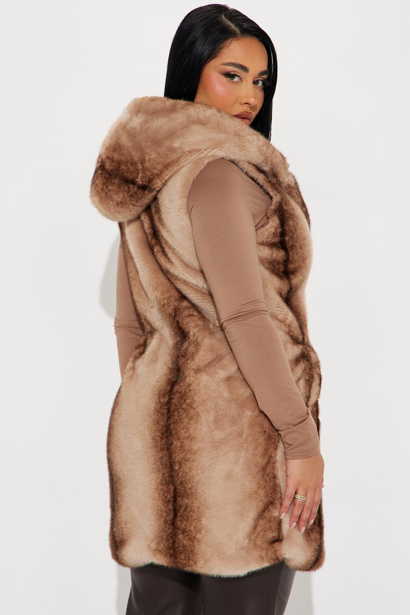 Hug Tight Faux Fur Vest - Brown Product Image