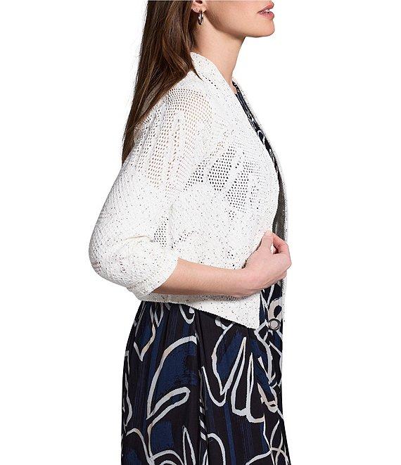 NIC + ZOE Subtle Sequin Open Front 3/4 Sleeve Cardigan Product Image