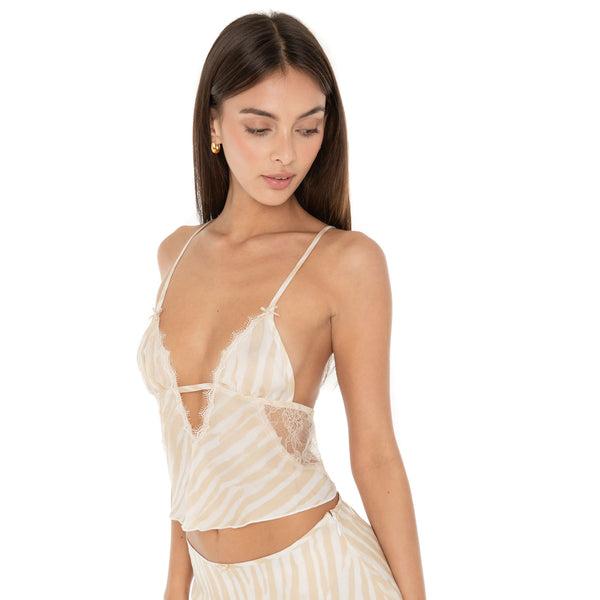 Women's Cloud Knit Modal Long Sleeve Notch Collar Top and Pants Pajama Set - Auden™ Cream Hearts XL Product Image