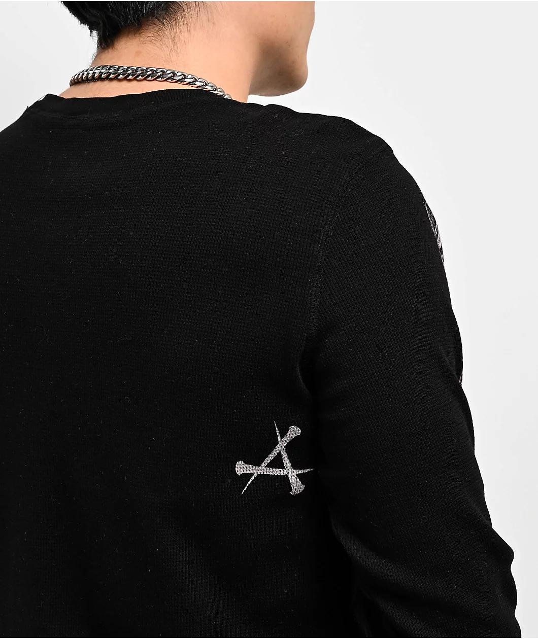 Affliction Winged Up Black Thermal Long Sleeve T-Shirt Product Image