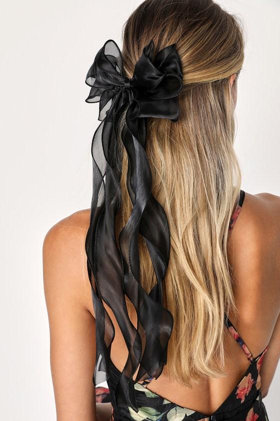 Dearest Charm Black Organza Oversized Bow Product Image