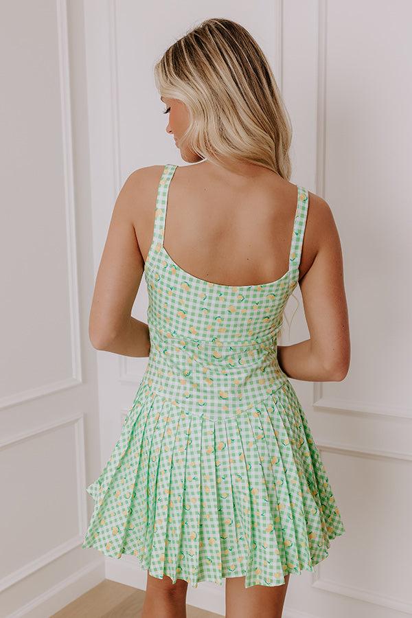 French Market Stroll Athleisure Mini Dress in Lime Product Image