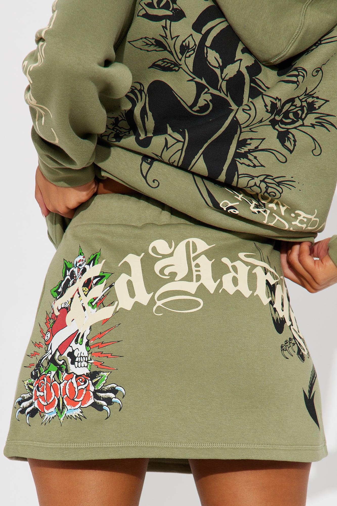 Ed Hardy Heart Of Roses Skirt Set - Sage Product Image