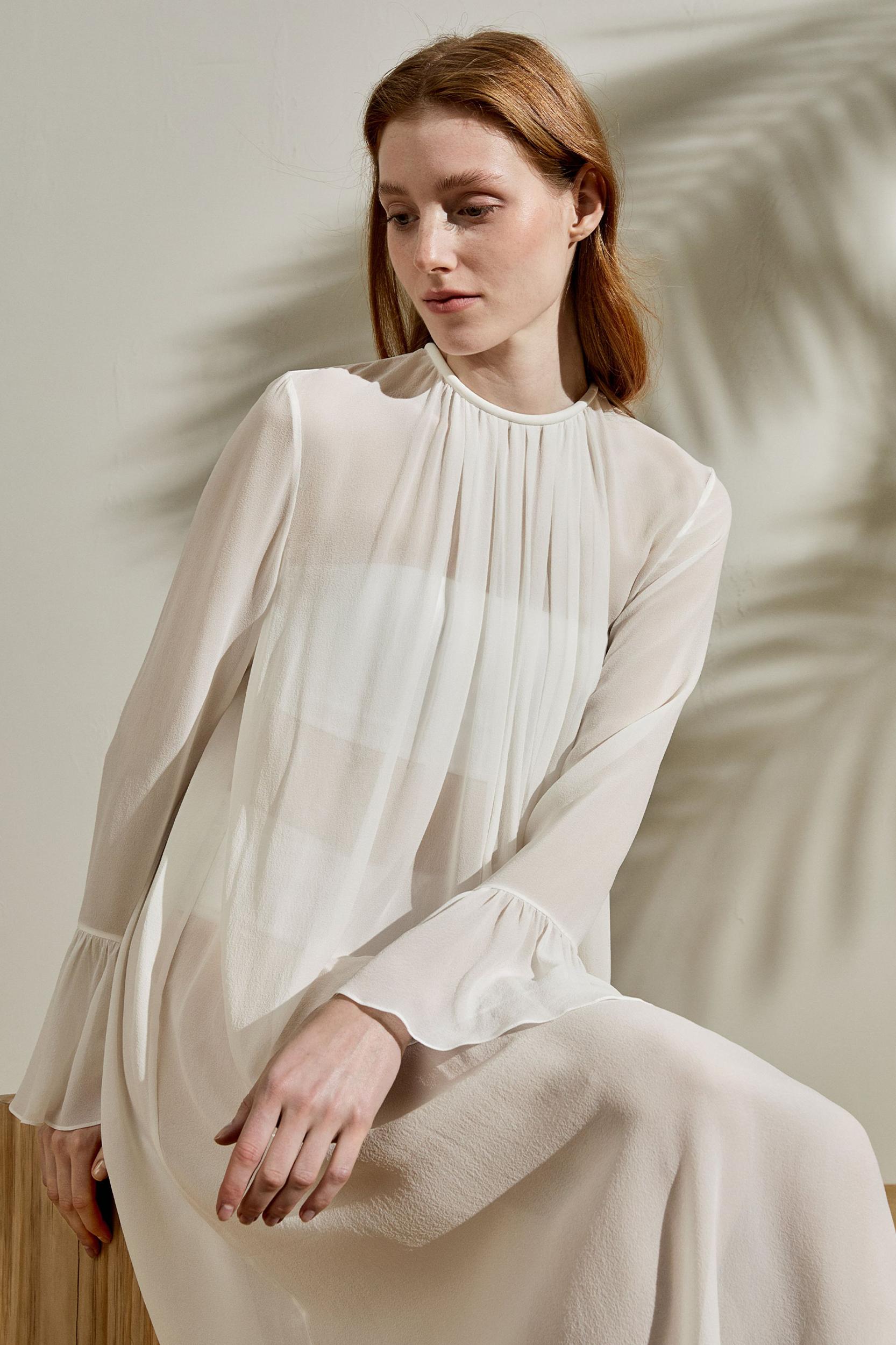 Crewneck Silk Georgette Dress Product Image