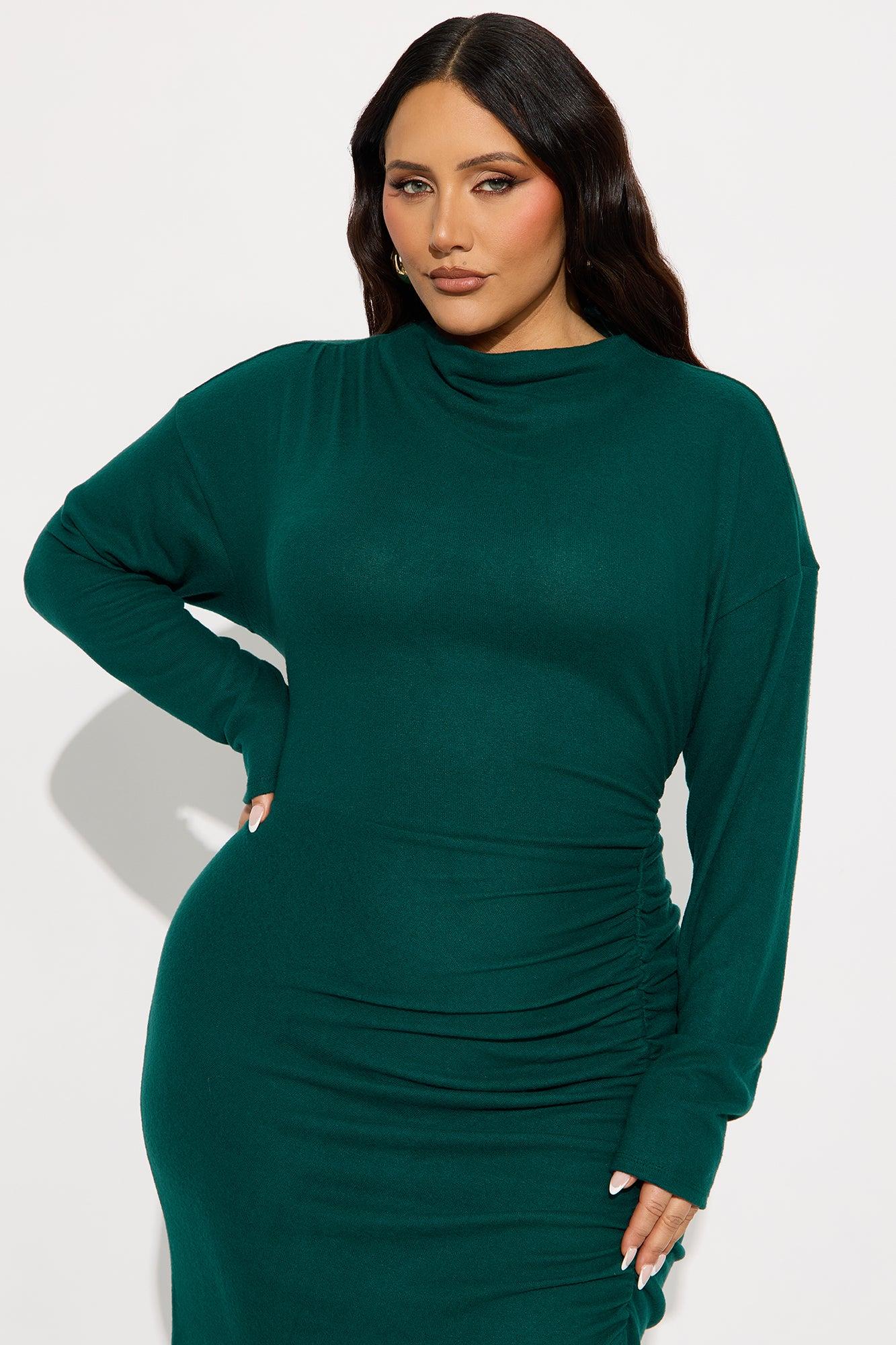 Sierrah Ruched Sweater Maxi Dress - Hunter Female Product Image