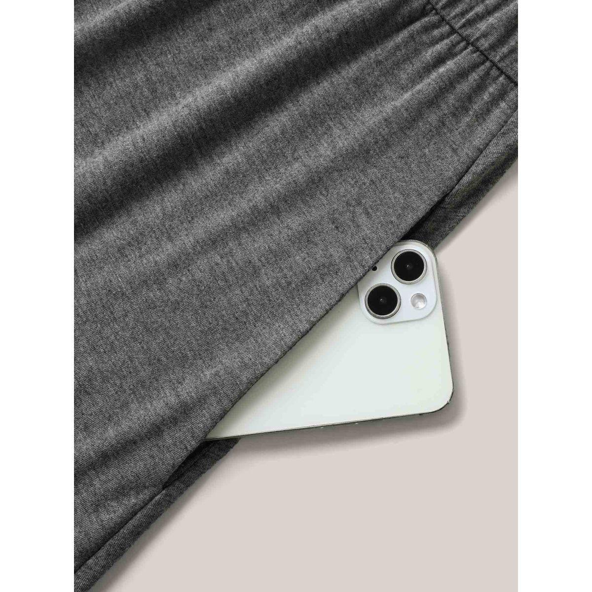 Plus Size Fringe Knit Plain V-Neck Midi Dress DarkGray Women Casual Woven ribbon&lace trim V-neck Cap Sleeve Curvy BloomChic 14-16/1X Product Image