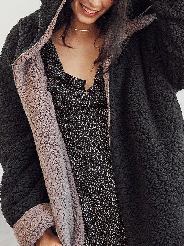 Reverse Hooded Fleece Coat Product Image