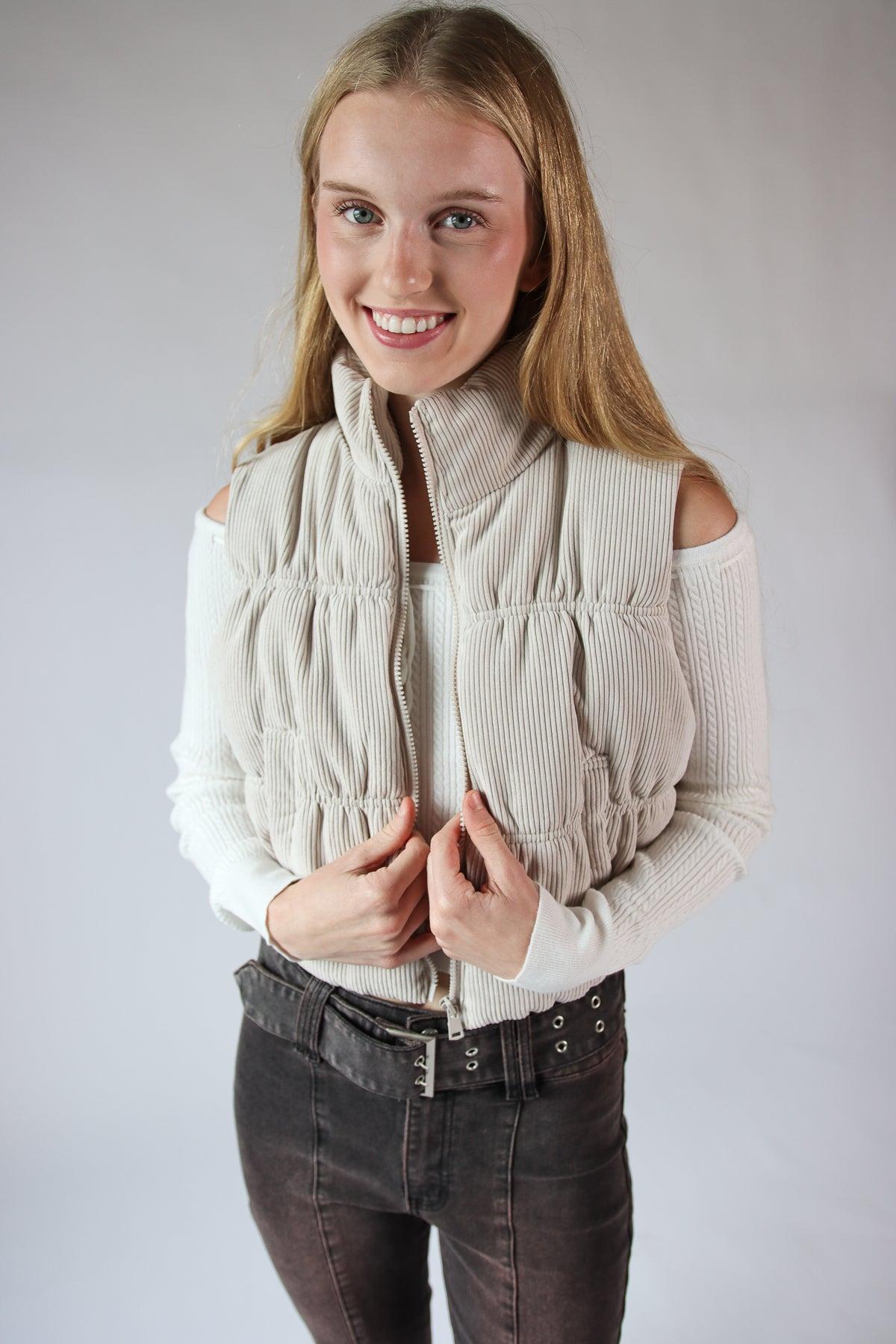 Corduroy Puffer Vest Product Image