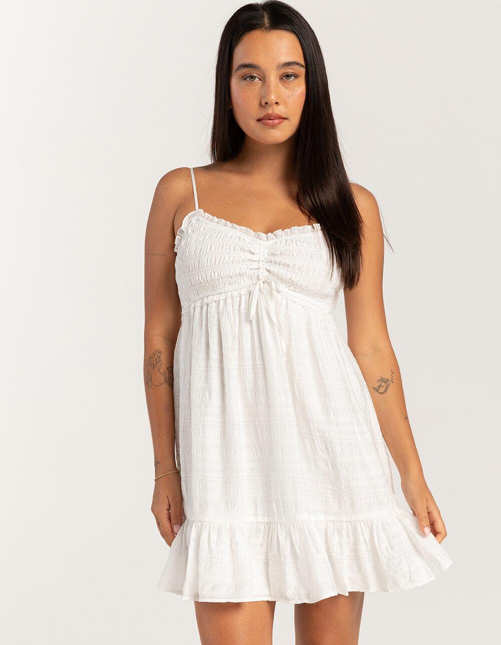 RSQ Womens Cinch Bust Texture Babydoll Dress - WHITE Product Image